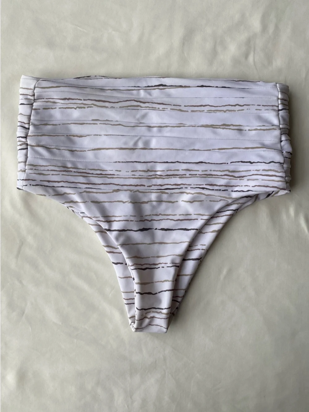 Mikoh Swimwear High-Waist White Bikini Size Small Bottom with Stripe Details